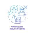 Writing and debugging code blue gradient concept icon Royalty Free Stock Photo
