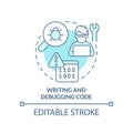 Writing and debugging code turquoise concept icon Royalty Free Stock Photo