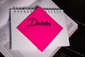 Writing Diabetes on memo post reminder. Text Diabetes on sticky paper