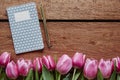 Writing diary spring atmosphere pink tulips