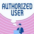 Writing displaying text Authorized User. Word for person granted permission to manage access or make decisions