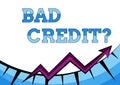 Writing displaying text Bad Credit Question. Concept meaning a bad credit score due to nonpayment of loans Abstract Royalty Free Stock Photo