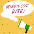 Sign displaying Benefit Cost Ratio. Business showcase Relationship between the costs and benefits of project