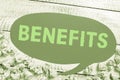 Writing displaying text Benefits. Business overview solve a problem or come up with new ideas by having a discussion Royalty Free Stock Photo