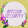 Handwriting text Bitcoin Security. Business idea process to proactively monitor the brand reputation Frame With Leaves