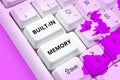 Writing displaying text Built In Memory. Word for device or feature are included in something as a part of it Royalty Free Stock Photo