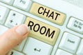 Writing displaying text Chat Room. Business concept area on the Internet or computer network where users communicate Royalty Free Stock Photo