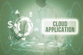 Sign displaying Cloud Application. Business overview the software program where cloud computing works Lady In Uniform Royalty Free Stock Photo