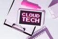 Writing displaying text Cloud Tech. Concept meaning storing and accessing data and programs over the Internet Royalty Free Stock Photo