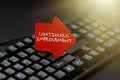 Writing displaying text Continuous Improvement. Concept meaning making small consistent improvements over time Inputting Royalty Free Stock Photo