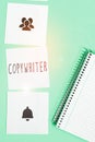 Writing displaying text Copywriter. Business concept writing the text of advertisements or publicity material