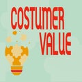 Writing displaying text Costumer Value. Word for Amount of benefits which clients get from purchasing products Abstract Royalty Free Stock Photo