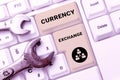 Text caption presenting Currency ExchangeProcess of changing one currency into another ForEx. Conceptual photo Process Royalty Free Stock Photo