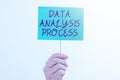 Text sign showing Data Analysis Process. Concept meaning build a dashboard and analyze with graphs and visualization Royalty Free Stock Photo