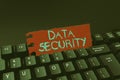 Writing displaying text Data Security. Business idea Confidentiality Disk Encryption Backups Password Shielding Writing Royalty Free Stock Photo