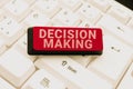 Writing displaying text Decision Making. Business approach process of making decisions especially important ones Royalty Free Stock Photo