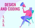 Writing displaying text Design And Coding. Concept meaning HTML and programming, Cross platform development website Royalty Free Stock Photo