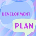 Sign displaying Development Plan. Business showcase the planning of the development of an area of land