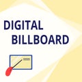 Writing displaying text Digital Billboard. Word for billboard that displays digital images for advertising Card Drawing