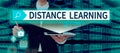 Writing displaying text Distance Learning. Concept meaning educational lectures broadcasted over the Internet remotely Royalty Free Stock Photo