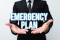 Writing displaying text Emergency Plan. Business overview Procedures for response to major emergencies Be prepared