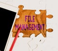 Inspiration showing sign File Management. Business approach computer program that provides user interface to manage data Royalty Free Stock Photo