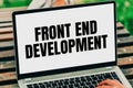 Writing displaying text Front End Development. Business showcase Altering data to graphical interface for user to view Royalty Free Stock Photo