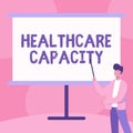 Writing displaying text Healthcare Capacity. Internet Concept maximum amount of patients provided with the right medical