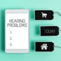 Writing displaying text Hearing Problems. Business concept addition or change that makes something better or valuable Royalty Free Stock Photo