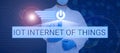 Writing displaying text Iot Internet Of Things. Business approach Network of Physical Devices send and receive Data Royalty Free Stock Photo