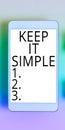Writing displaying text Keep It Simple. Internet Concept Easy to toss around Understandable Generic terminology Royalty Free Stock Photo