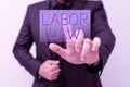 Text sign showing Labor Law. Conceptual photo rules relating to rights and responsibilities of workers Presenting New Royalty Free Stock Photo