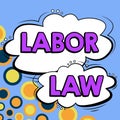 Text caption presenting Labor Law. Concept meaning rules relating to rights and responsibilities of workers Royalty Free Stock Photo