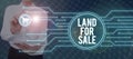 Inspiration showing sign Land For Sale. Concept meaning Real Estate Lot Selling Developers Realtors Investment Royalty Free Stock Photo