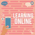 Text showing inspiration Learning OnlineLearn something new with the help of internet and technology. Word Written on Royalty Free Stock Photo