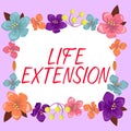 Writing displaying text Life Extension. Word Written on able to continue working for longer than others of the same kind Royalty Free Stock Photo