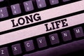 Text sign showing Long Life. Internet Concept able to continue working for longer than others of the same kind Royalty Free Stock Photo