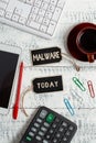 Writing displaying text Malware. Concept meaning malicious software or file that is harmful to a computer user Display Royalty Free Stock Photo