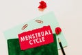 Sign displaying Menstrual Cycle. Business idea monthly cycle of changes in the ovaries and uterus lining Royalty Free Stock Photo