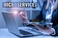 Writing displaying text Microservices. Business overview Software development technique Building single function module Royalty Free Stock Photo