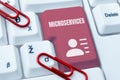 Writing displaying text Microservices. Business showcase Software development technique Building single function module Royalty Free Stock Photo