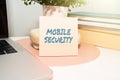 Writing displaying text Mobile Security. Business overview Protection of mobile phone from threats and vulnerabilities Royalty Free Stock Photo