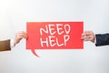 Writing displaying text Need Help. Business idea When someone is under pressure and cannot handle the situation Royalty Free Stock Photo