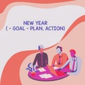 Writing displaying text New Year Goal Plan, Action. Business idea Business solution and planning with motivation