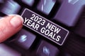 Writing displaying text 2023 New Year Goals. Conceptual photo Resolutions for 365 days coming soon Motivation to change Royalty Free Stock Photo