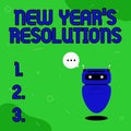 Writing displaying text New Year s is Resolutions. Business approach Wishlist List of things to accomplish or improve