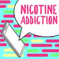 Writing displaying text Nicotine Addiction. Business idea condition of being addicted to smoking or tobacco consuming Royalty Free Stock Photo