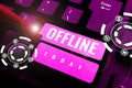 Writing displaying text Offline. Business idea Not having directly connected to a computer or external network Royalty Free Stock Photo