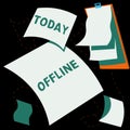 Writing displaying text Offline. Word for Not having directly connected to a computer or external network Royalty Free Stock Photo