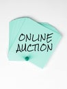 Writing displaying text Online Auction. Internet Concept process of buying and selling goods or services online